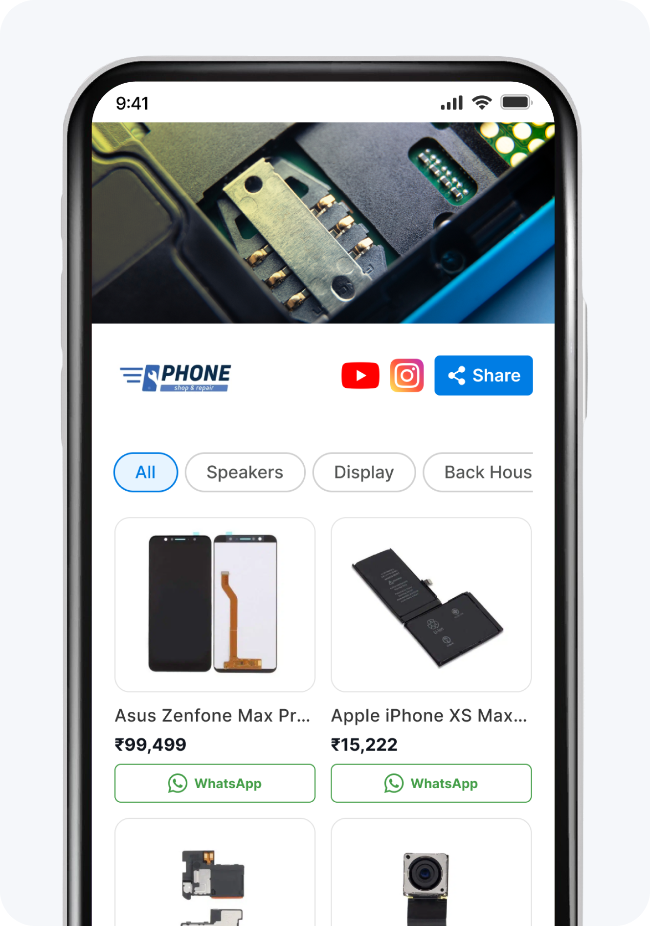 Mobile Spare Parts Shop Template